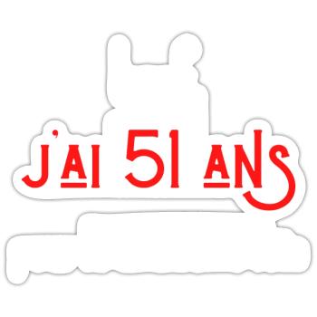 bref j'ai un 51 ans pour la deuxième fois - Sticker taille S (10 x 10 cm) - blanc mat - Devant