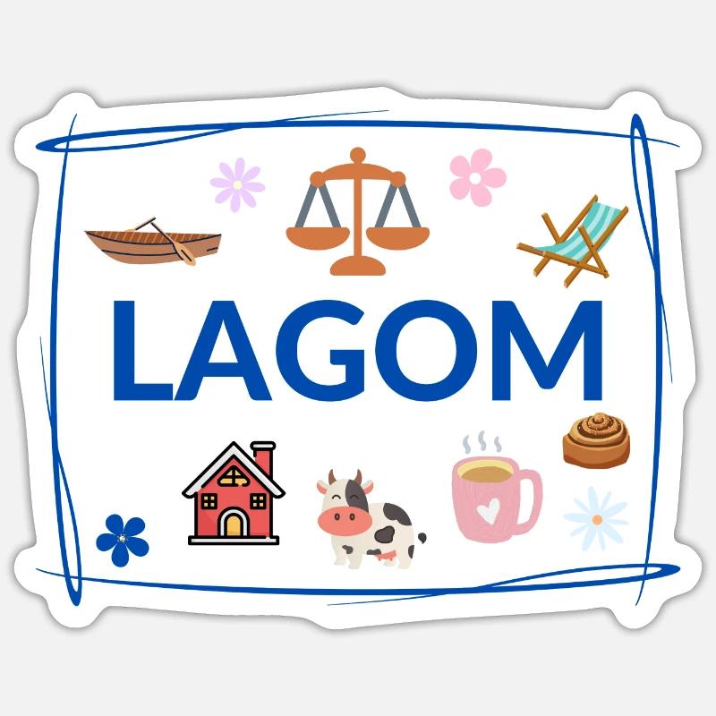 Lagom - Sticker Größe S (10 x 10 cm) - Mattweiß