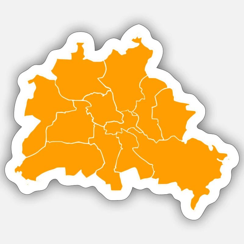 Berlin Map Silhouette avec les quartiers Sticker taille S (10 x 10 cm)