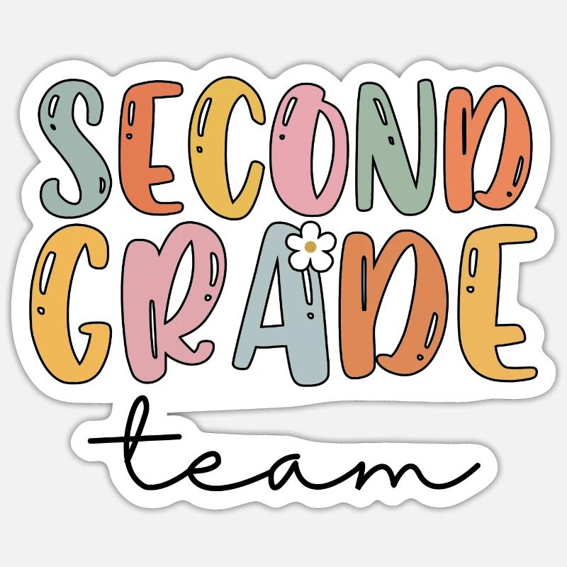 Team Second Grade 2nd Grade School Lehrer Geschenk Sticker Größe S (10 x 10 cm)