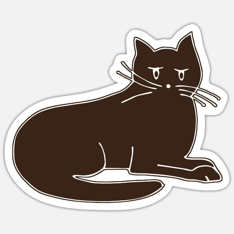 Chat - Sticker taille S (10 x 10 cm) - blanc mat