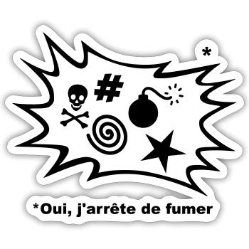 Effectivement, J'arrête de fumer... - Sticker taille S (10 x 10 cm) - blanc mat - Devant