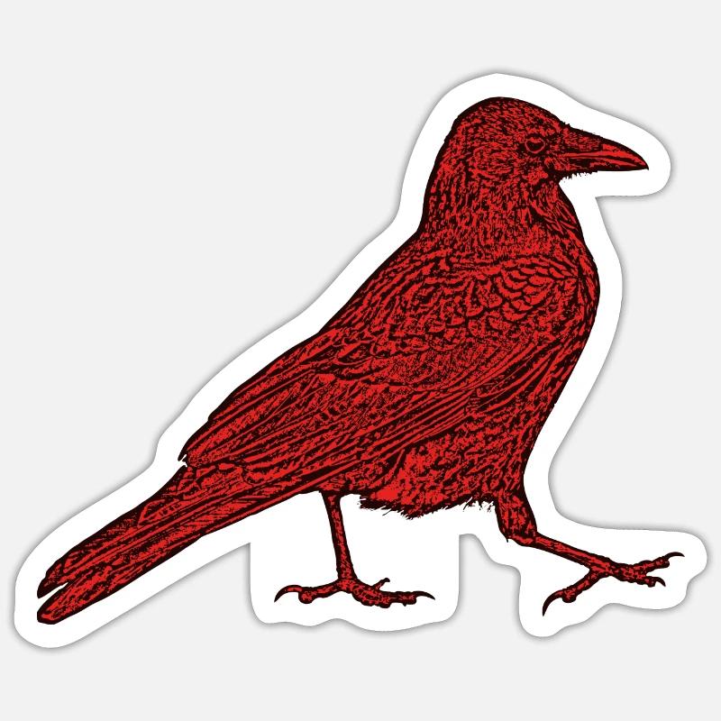 rote Krähe läuft - Sticker Größe S (10 x 10 cm) - Mattweiß