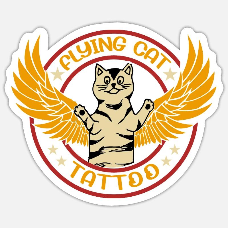 Flying cat - Sticker size S (10 x 10 cm) - white matte