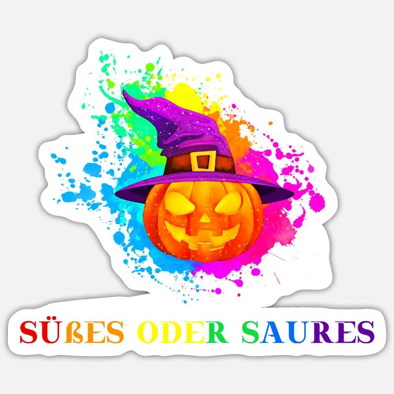 Halloween Süßes oder Saures Geschenkidee - Sticker Größe S (10 x 10 cm) - Mattweiß