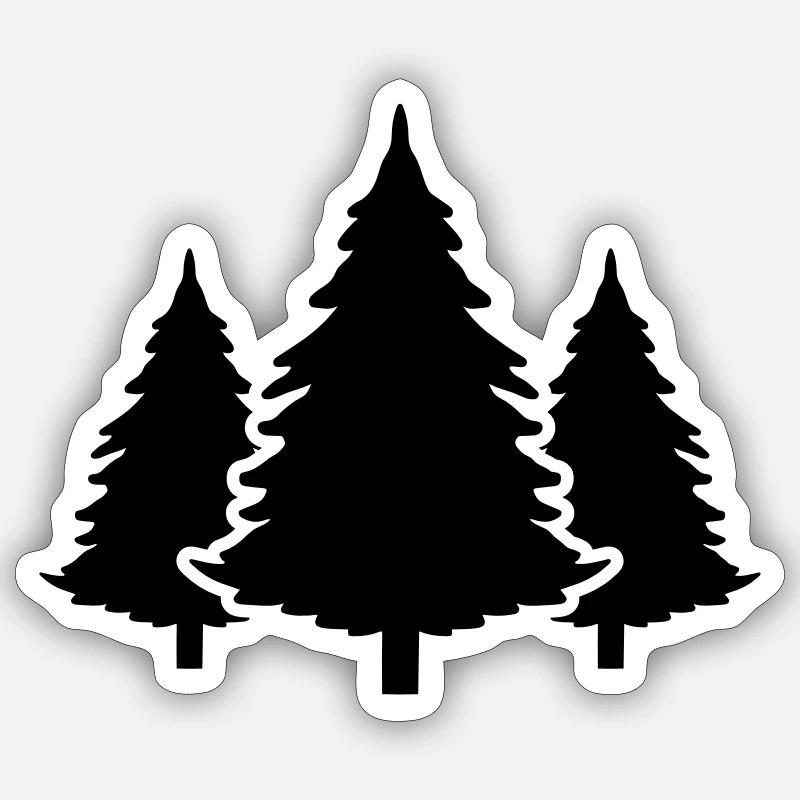 Sapin de forêt d’arbres - Sticker taille S (10 x 10 cm) - blanc mat