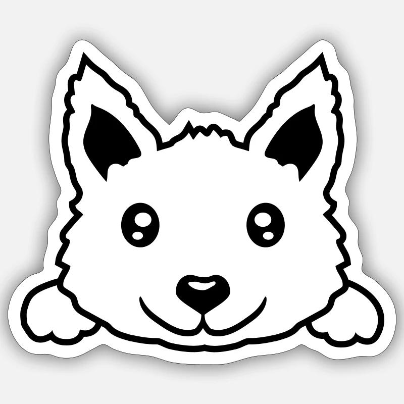 Petit design de chien mignon Sticker taille S (10 x 10 cm)