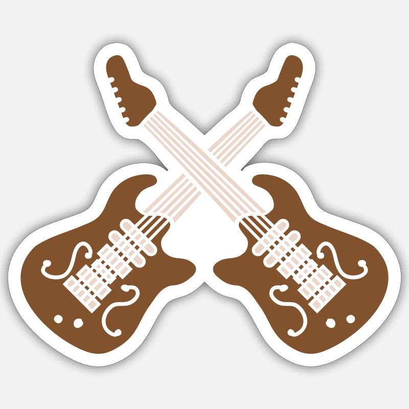 Crossed 2 E guitars - Sticker size S (10 x 10 cm) - white matte