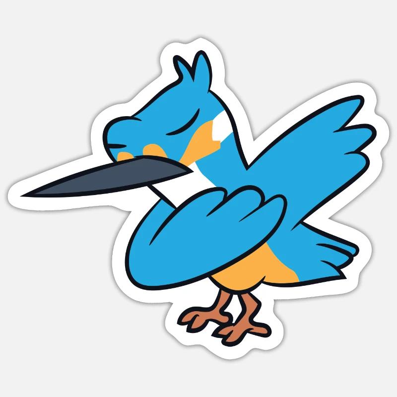 Kingfisher - Dab, dabbing, dancing - Sticker size S (10 x 10 cm) - white matte