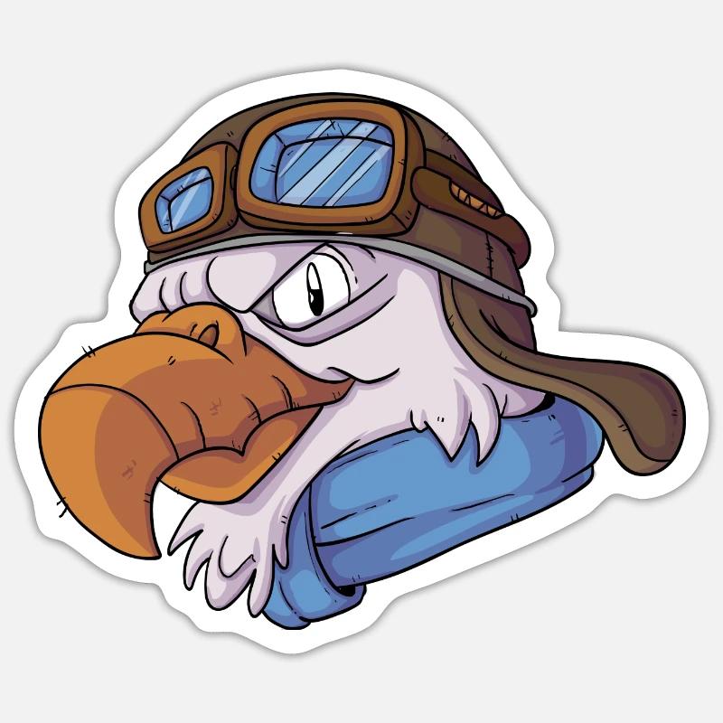 Adler Pilot - Sticker Größe S (10 x 10 cm) - Mattweiß