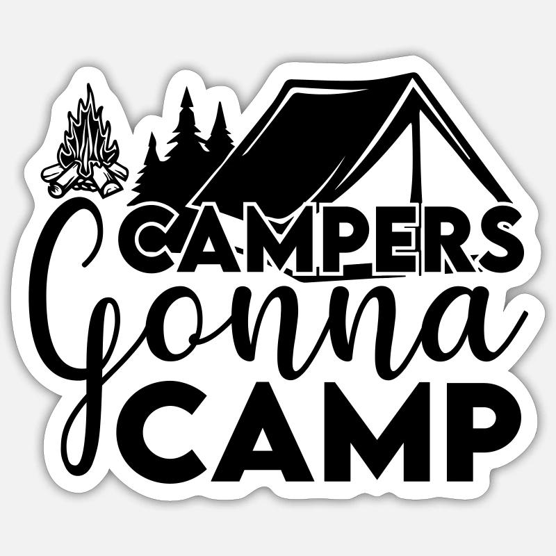 Campers gonna camp 01 - Sticker size S (10 x 10 cm) - white matte