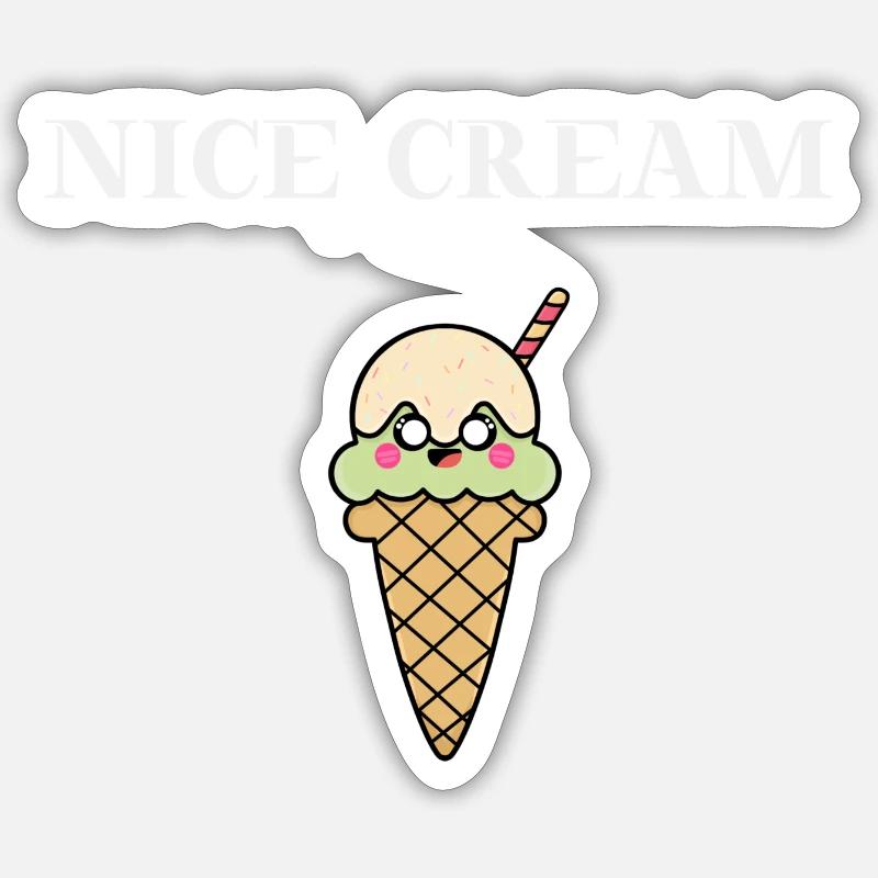NICE CREAM Geschenkidee Eis Eiscreme süß niedlich Sticker Größe S (10 x 10 cm)