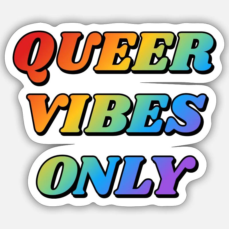 Queer Vibes Nur Regenbogenfarben - Sticker Größe S (10 x 10 cm) - Mattweiß