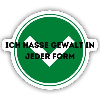 SLOGAN MARBOSSTA - Ich hasse Gewalt in jeder Form - Sticker Größe S (10 x 10 cm) - Mattweiß - Vorne