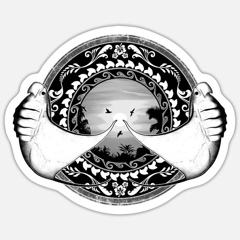 Mantarochen Hawaiianisch - Sticker Größe S (10 x 10 cm) - Mattweiß
