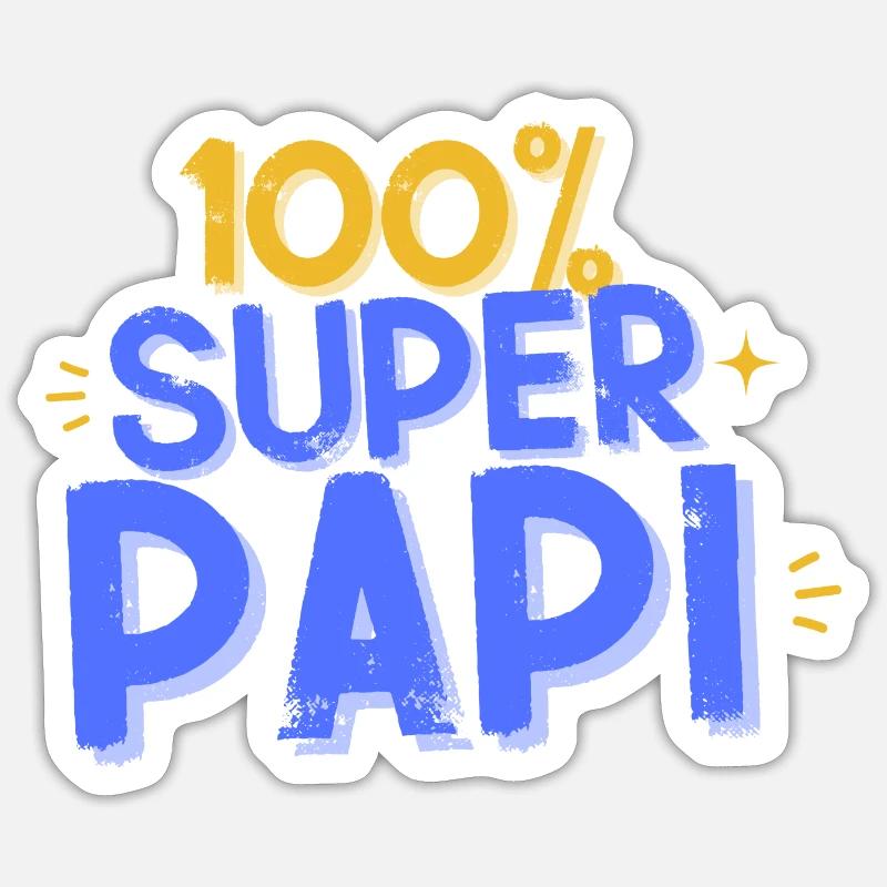 Papi Cadeau Super papi humour - Sticker taille S (10 x 10 cm) - blanc mat
