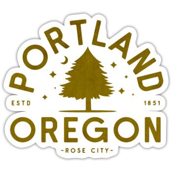 Logo d’arbre vintage à Portland, Oregon - Sticker taille S (10 x 10 cm) - blanc mat - Devant