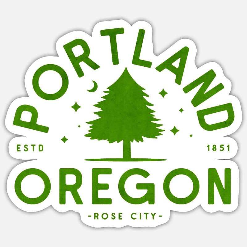 Logo de l’arbre vert de Portland - Sticker taille S (10 x 10 cm) - blanc mat