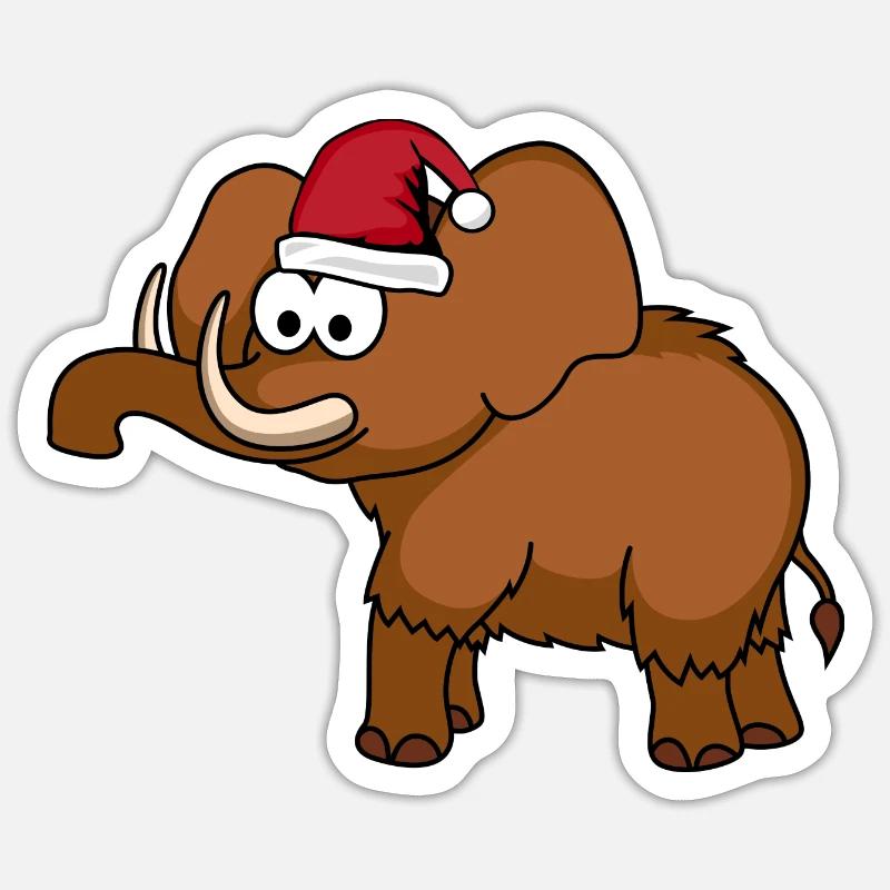 Mammut Comic Noël - Sticker taille S (10 x 10 cm) - blanc mat