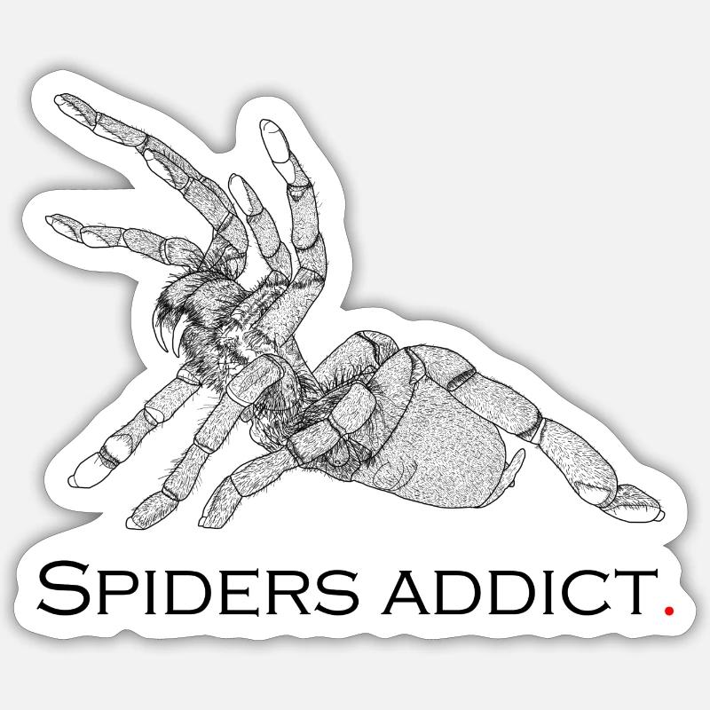 Spiders addict - Sticker taille S (10 x 10 cm) - blanc mat
