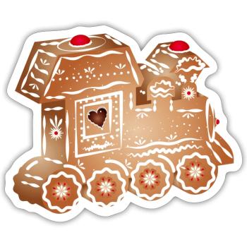 verzierte Lebkuchen Lokomotive für Weihnachten - Sticker Größe S (10 x 10 cm) - Mattweiß - Vorne