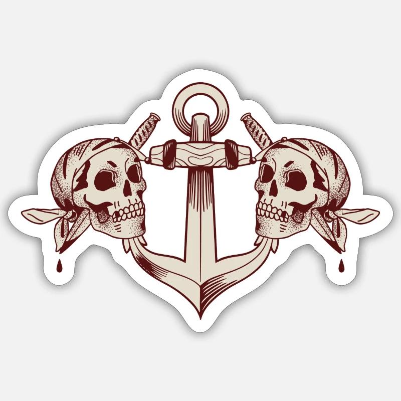 L’ancre du pirate - Sticker taille S (10 x 10 cm) - blanc mat