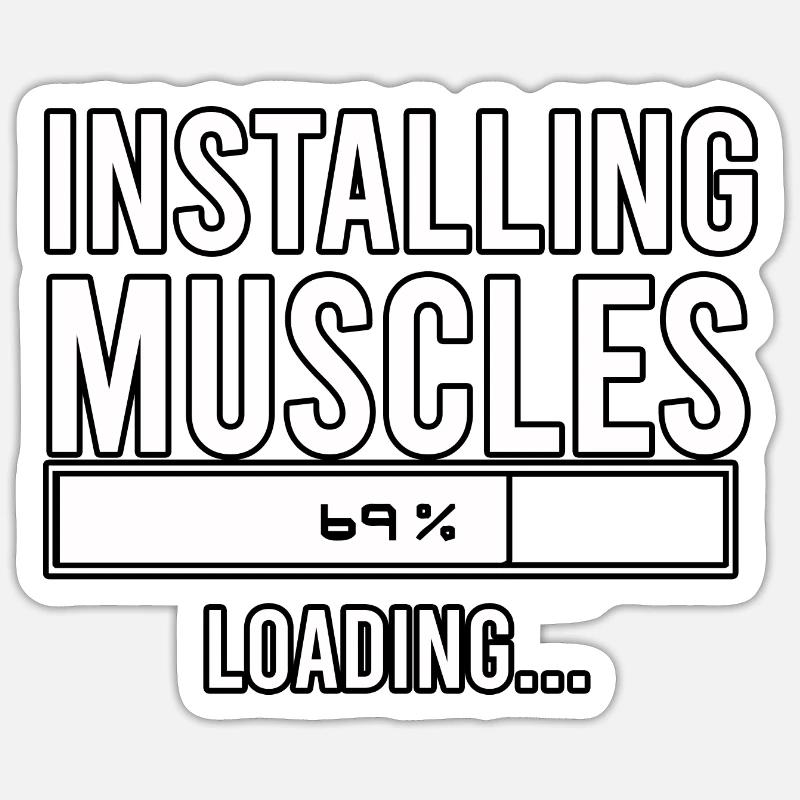 installing muscles loading - Sticker size S (10 x 10 cm) - white matte