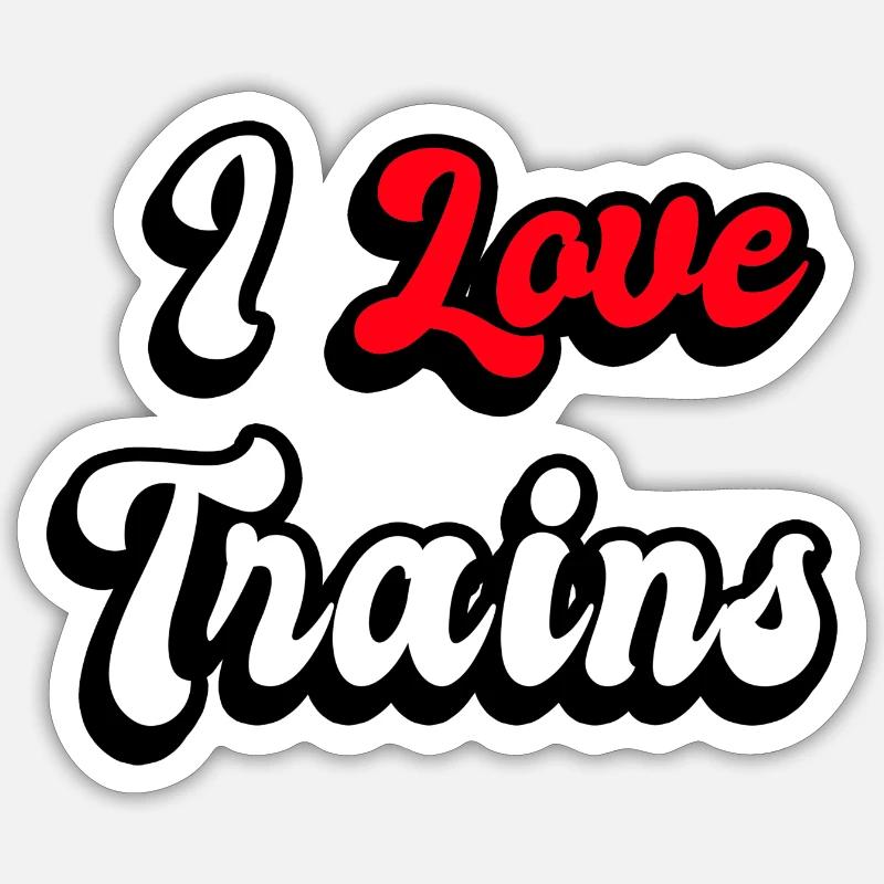 J'adore les trains - Sticker taille S (10 x 10 cm) - blanc mat