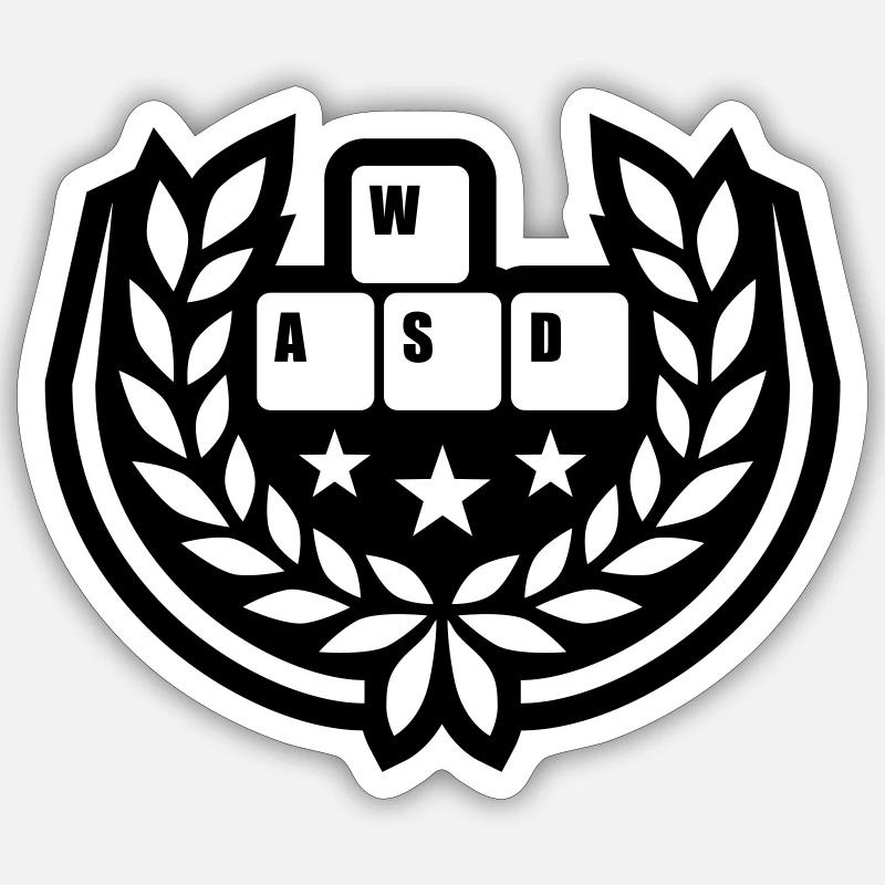Computer WASD laurel wreath stars Sticker size S (10 x 10 cm)