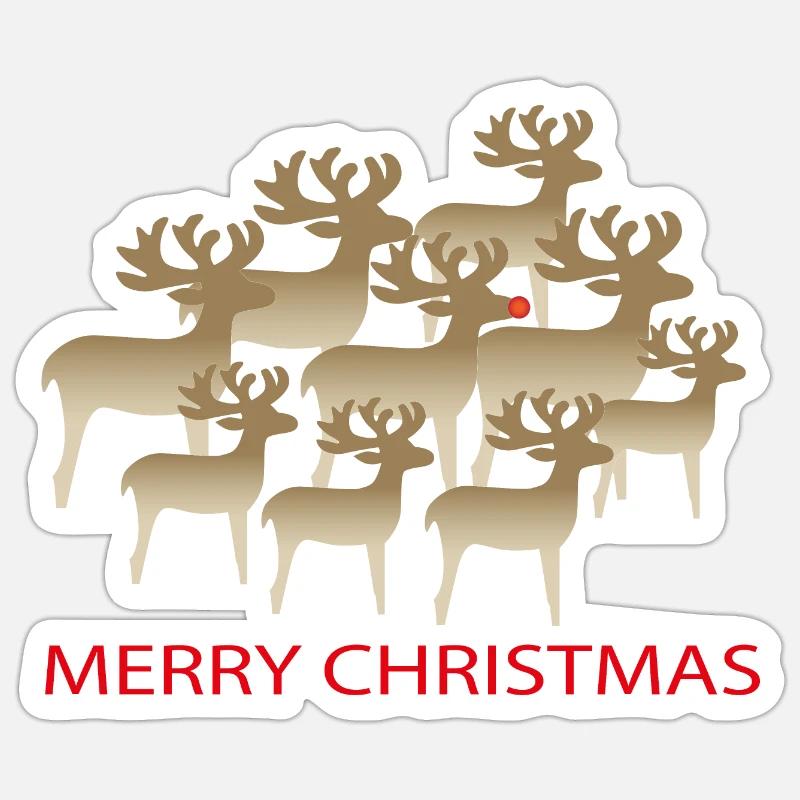 Rennes de Noël - Sticker taille S (10 x 10 cm) - blanc mat