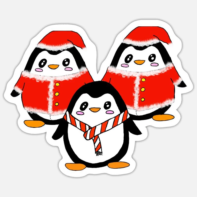 3 Pinguine - Sticker Größe S (10 x 10 cm) - Mattweiß