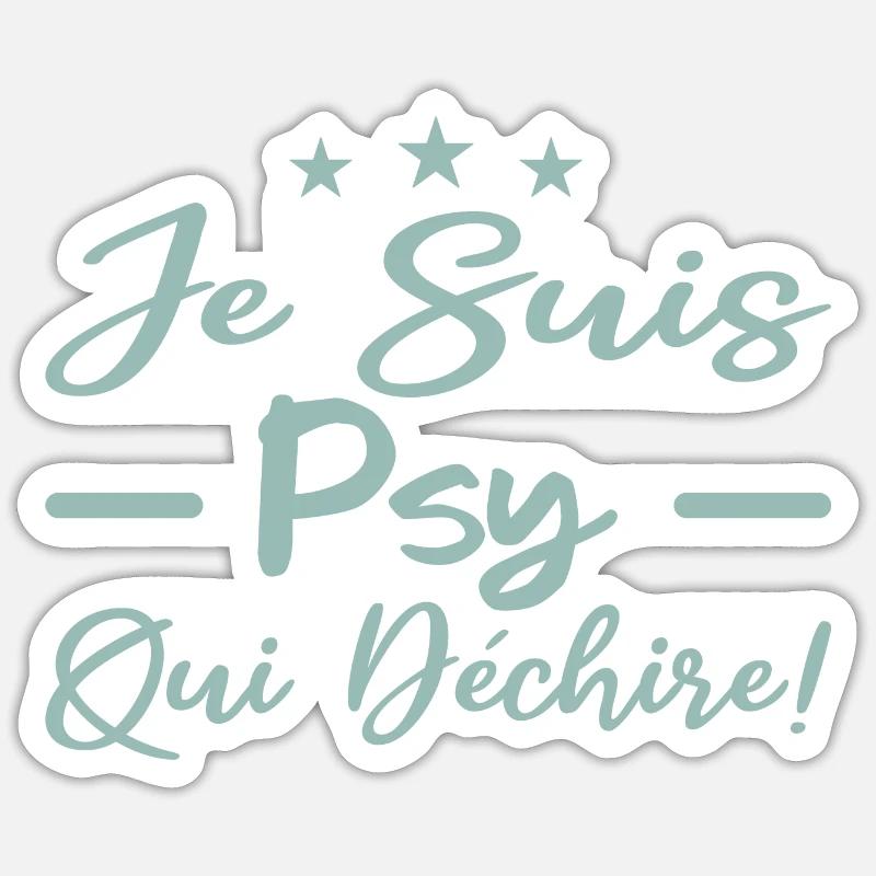 je suis psy qui déchire - Sticker taille S (10 x 10 cm) - blanc mat