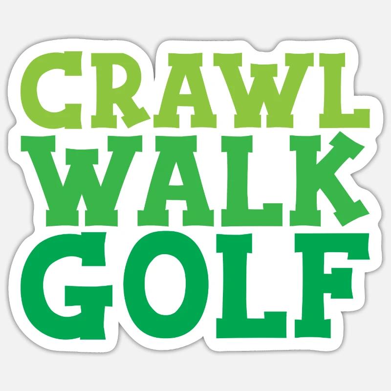 Crawl Walk Golf - Sticker taille S (10 x 10 cm) - blanc mat