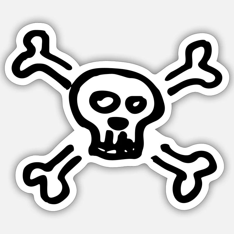 pirate skull - Sticker taille S (10 x 10 cm) - blanc mat