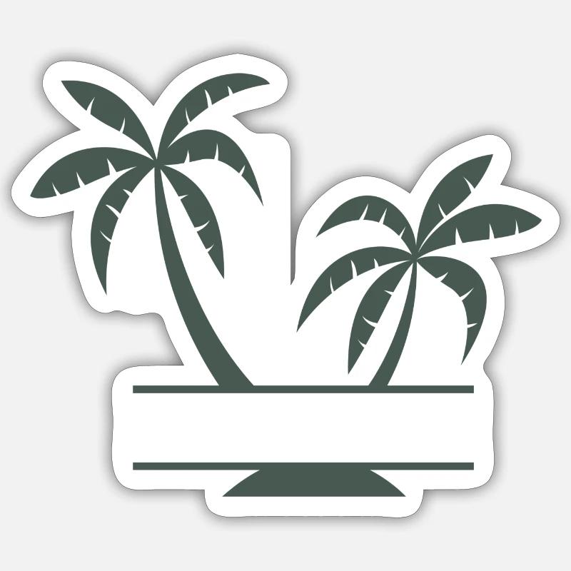 Palm trees with text field - Sticker size S (10 x 10 cm) - white matte