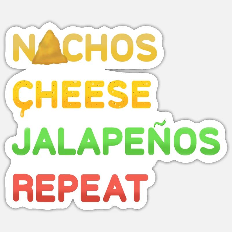 NACHOS Cheese Jalapenos repeat Design - Sticker size S (10 x 10 cm) - white matte