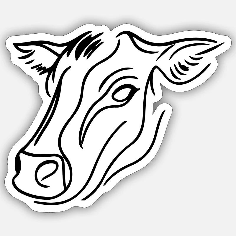 Kuh Kopf Rind - Sticker Größe S (10 x 10 cm) - Mattweiß