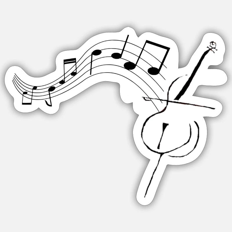 Violoncelle avec notes1 Sticker taille S (10 x 10 cm)