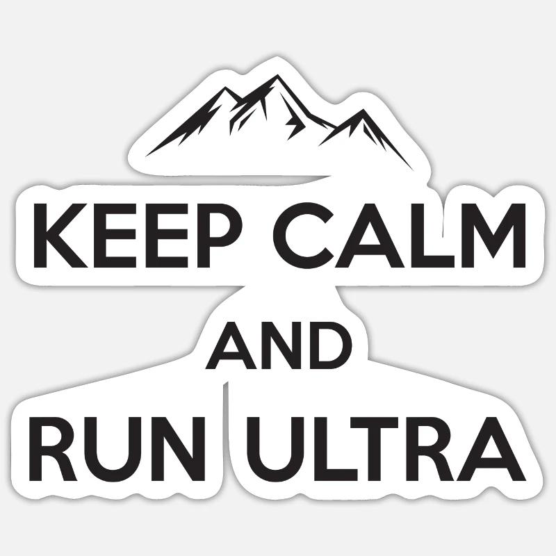 Restez calme et courez Ultra - Sticker taille S (10 x 10 cm) - blanc mat