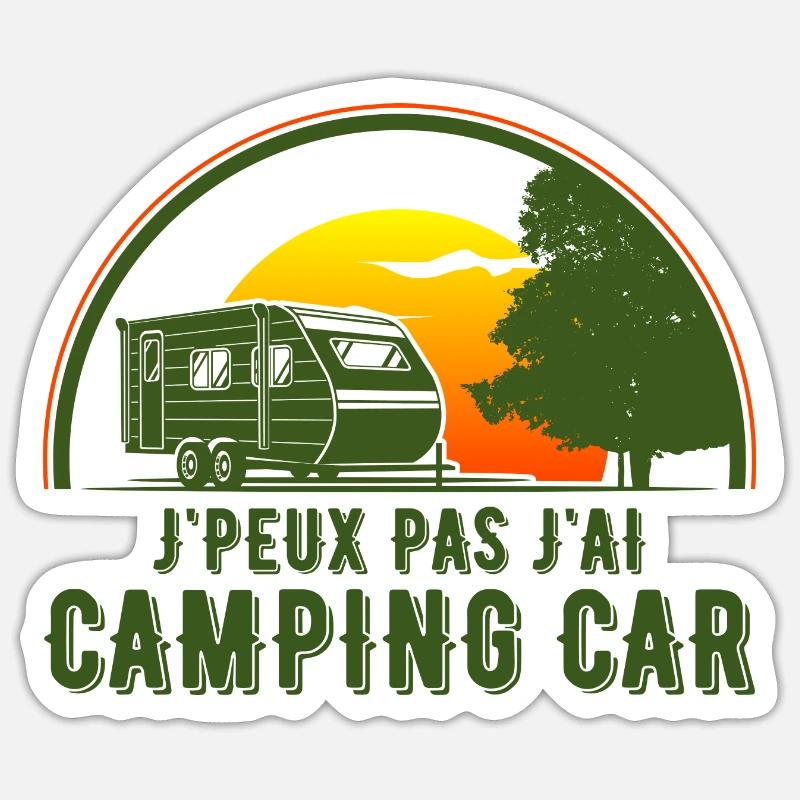 Camping car 2 - Sticker taille S (10 x 10 cm) - blanc mat