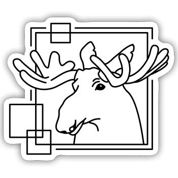 Orignal en forme géométrique - Conception d’art au trait - Sticker taille S (10 x 10 cm) - blanc mat - Devant