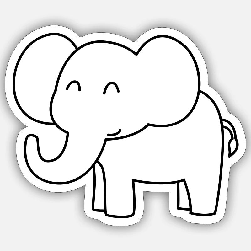 Elefant Comic - Sticker Größe S (10 x 10 cm) - Mattweiß