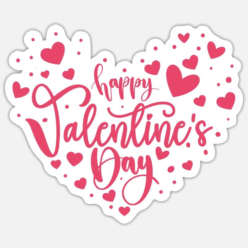 Bonne Saint-Valentin - Coeur - Sticker taille S (10 x 10 cm) - blanc mat