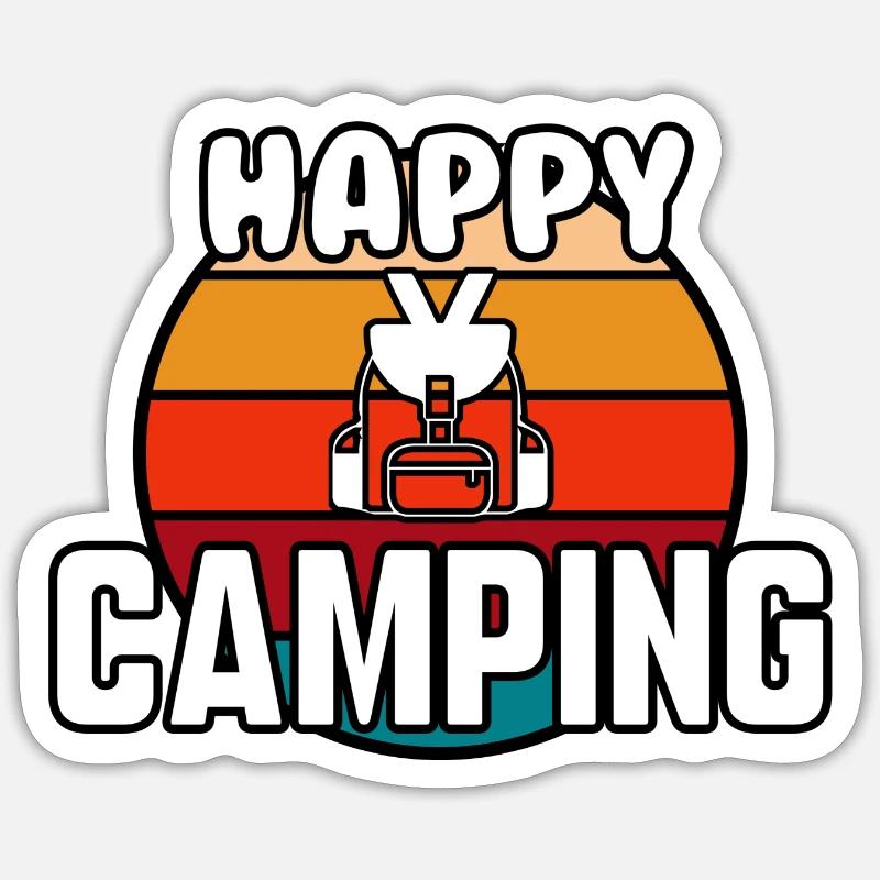 Happy camping - Sticker size S (10 x 10 cm) - white matte