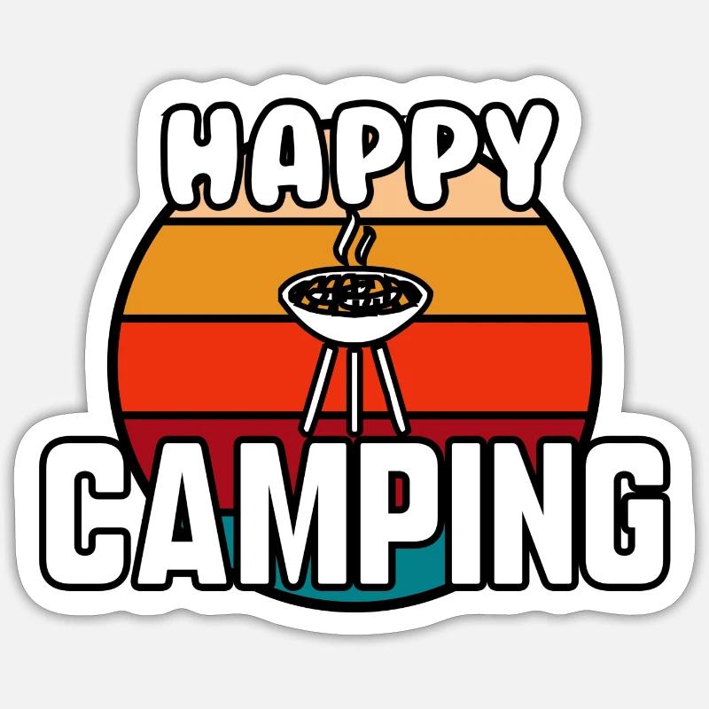 Happy camping - Sticker size S (10 x 10 cm) - white matte