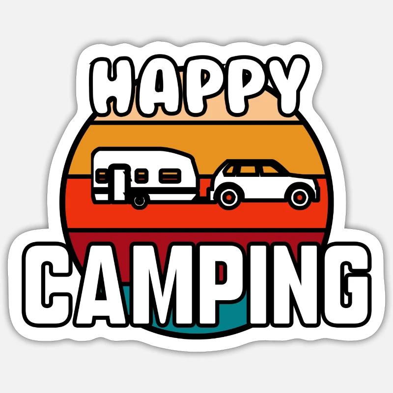 Happy camping - Sticker size S (10 x 10 cm) - white matte