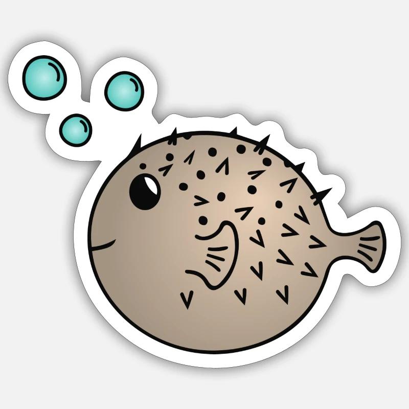 Pufferfish - Sticker size S (10 x 10 cm) - white matte