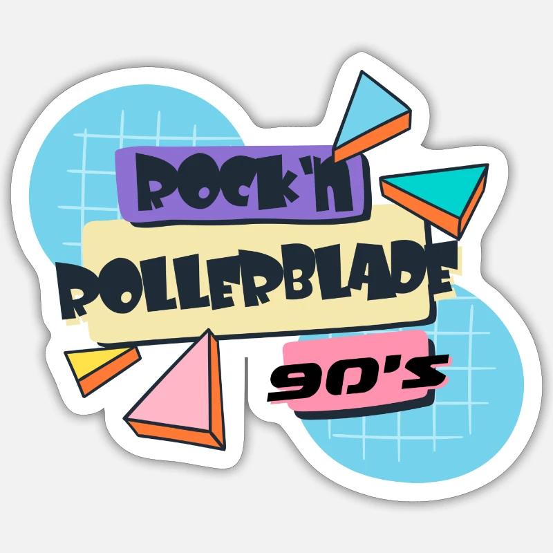 Rock n Rollerblade - Sticker taille S (10 x 10 cm) - blanc mat