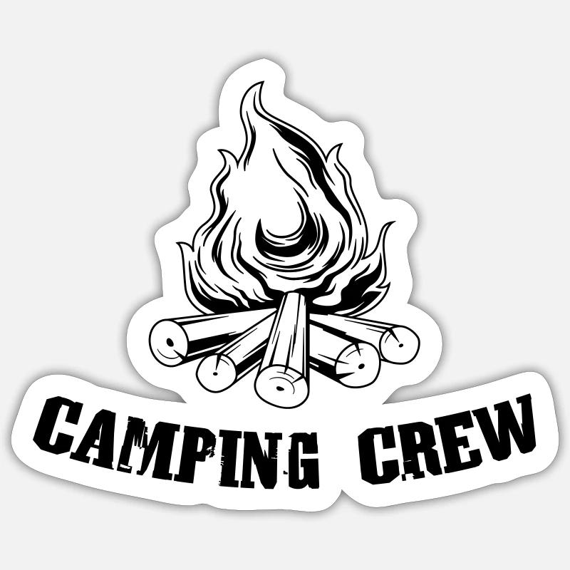 lagerfeuer camping crew - Sticker Größe S (10 x 10 cm) - Mattweiß