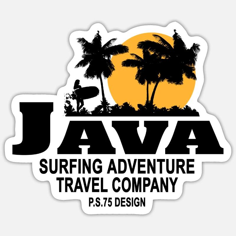 Java - Indonesien - Surfen - Sticker Größe S (10 x 10 cm) - Mattweiß